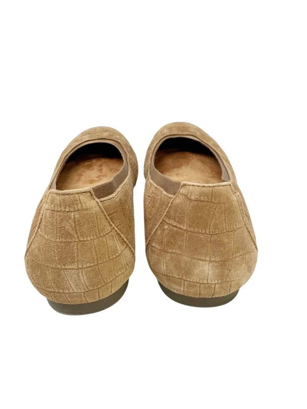 Vionic Anita Ballet Flats Taupe Croc Embossed Suede 9.5